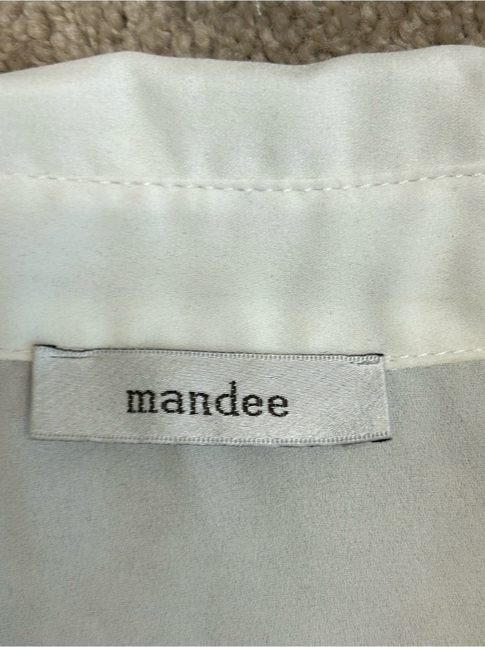 Mandee White Utility Pocket V-neck half button down Blouse roll tab sleeve XL - Picture 10 of 13
